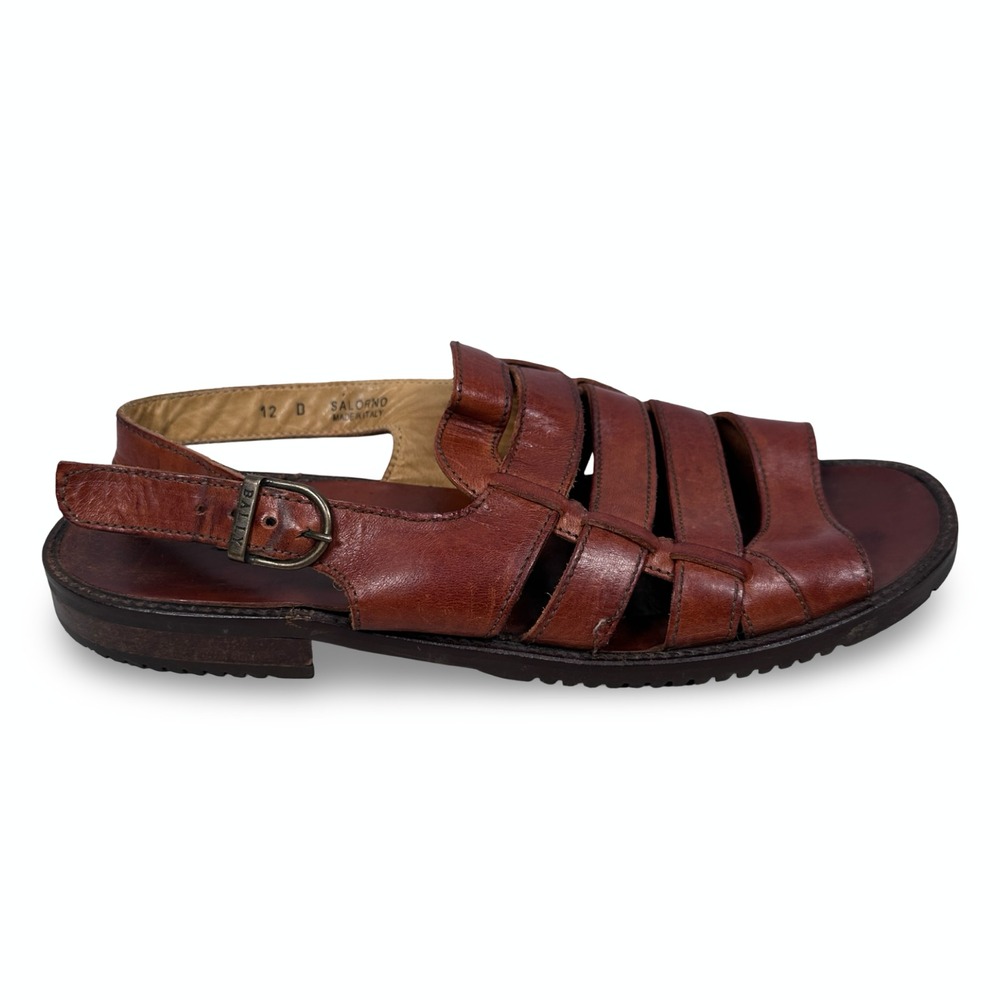 Bally Salorno Sandals Men's US 12 D Brown Leather Fisherman Open Toe Slingback